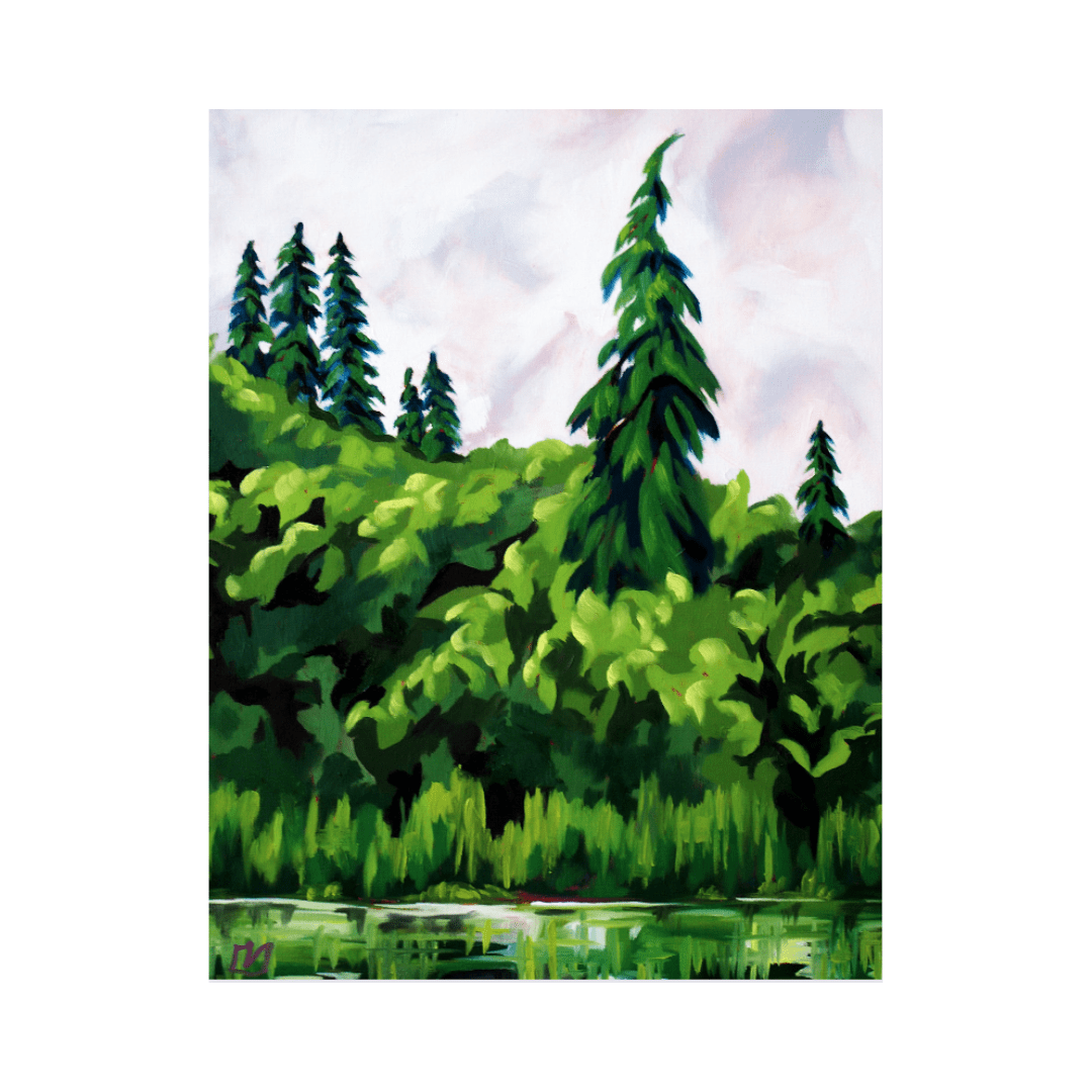 Canoe dock painting postcard
